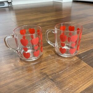 Vintage‎ Arcoroc French Glass Heart Coffee Cup Valentine Care Bears